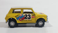 Unknown Brand "Sporty Power Racing #23" Mini Cooper Pullback Yellow Die Cast Motorized Friction Toy Car Vehicle with Opening Doors