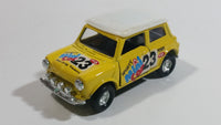 Unknown Brand "Sporty Power Racing #23" Mini Cooper Pullback Yellow Die Cast Motorized Friction Toy Car Vehicle with Opening Doors