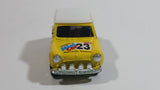 Unknown Brand "Sporty Power Racing #23" Mini Cooper Pullback Yellow Die Cast Motorized Friction Toy Car Vehicle with Opening Doors