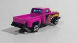 Unknown Brand Bright Hot Pink Ford F-150 Truck with Demon sticker Tampos and Yellow Push Bar Die Cast Toy Car Vehicle