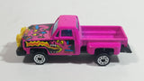 Unknown Brand Bright Hot Pink Ford F-150 Truck with Demon sticker Tampos and Yellow Push Bar Die Cast Toy Car Vehicle