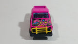 Unknown Brand Bright Hot Pink Ford F-150 Truck with Demon sticker Tampos and Yellow Push Bar Die Cast Toy Car Vehicle