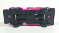 Unknown Brand Bright Hot Pink Ford F-150 Truck with Demon sticker Tampos and Yellow Push Bar Die Cast Toy Car Vehicle