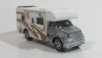 HTF Variation 2008 Matchbox MBX Motor Home RV #33 Racing Support Silver White MB756 Die Cast Toy Car Recreational Vehicle with Opening Rear Gate