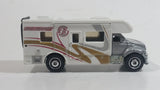 HTF Variation 2008 Matchbox MBX Motor Home RV #33 Racing Support Silver White MB756 Die Cast Toy Car Recreational Vehicle with Opening Rear Gate