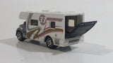 HTF Variation 2008 Matchbox MBX Motor Home RV #33 Racing Support Silver White MB756 Die Cast Toy Car Recreational Vehicle with Opening Rear Gate