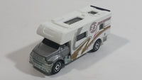 HTF Variation 2008 Matchbox MBX Motor Home RV #33 Racing Support Silver White MB756 Die Cast Toy Car Recreational Vehicle with Opening Rear Gate