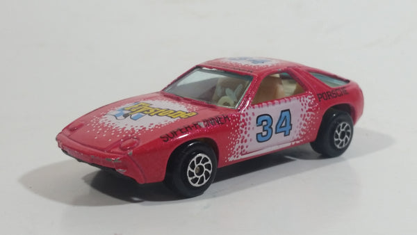 1980s Yatming Hot Pink Porsche 928 Flystone #34 Super Runner Die Cast Toy Car No. 1034