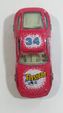 1980s Yatming Hot Pink Porsche 928 Flystone #34 Super Runner Die Cast Toy Car No. 1034