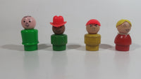 Vintage Fisher Price Little People Set of 4 Cars with Metal Axles and Set of 4 Characters 3 of Which Are Wooden