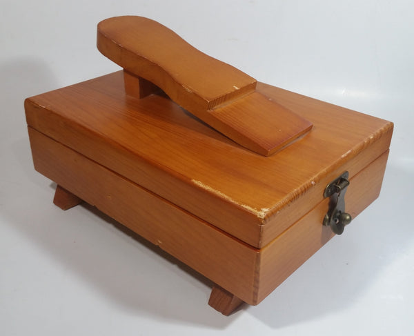 Vintage Style Wood Wooden Dovetail Shoe Shine Box