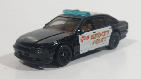 1996 Hot Wheels Police Cruiser Black with White Doors #96 Auto City Die Cast Toy Emergency Response Cop Vehicle