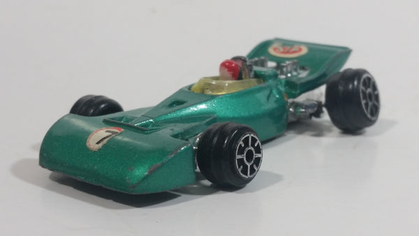 Vintage TinToys Tyrrell Ford F1 #7 W.T. 225 Green STP Die Cast Toy Race Car Vehicle - Hong Kong - Missing a Wheel