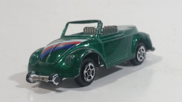 Unknown Brand (Possibly Summer) No. 8636 VW Volkwagen Beetle Cabriolet Convertible Dark Green Die Cast Toy Car Vehicle