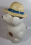 Vintage Treasure Craft Cute Farm Dog Wearing a Straw Farmer's Hat 13" Tall Ceramic Cookie Jar Made in U.S.A.