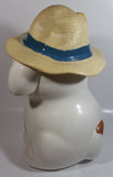 Vintage Treasure Craft Cute Farm Dog Wearing a Straw Farmer's Hat 13" Tall Ceramic Cookie Jar Made in U.S.A.