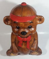 Vintage Treasure Craft Cute Brown Teddy Bear Wearing a Baseball Cap Hat 13" Tall Ceramic Cookie Jar Made in U.S.A.