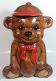 Vintage Treasure Craft Cute Brown Teddy Bear Wearing a Baseball Cap Hat 13" Tall Ceramic Cookie Jar Made in U.S.A.