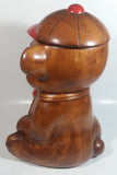 Vintage Treasure Craft Cute Brown Teddy Bear Wearing a Baseball Cap Hat 13" Tall Ceramic Cookie Jar Made in U.S.A.