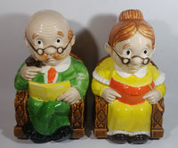 Vintage Cute Set of Grandma and Grandpa in Rocking Chairs 11" Tall Ceramic Cookie Jars Made in Japan