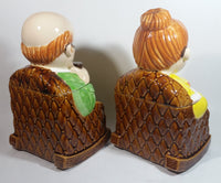 Vintage Cute Set of Grandma and Grandpa in Rocking Chairs 11" Tall Ceramic Cookie Jars Made in Japan