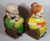 Vintage Cute Set of Grandma and Grandpa in Rocking Chairs 11" Tall Ceramic Cookie Jars Made in Japan