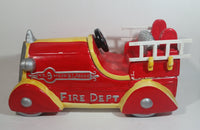 1999 Corning Factory Store MCID Fire Dept No. 9 Hook & Ladder Truck 13" Long Ceramic Cookie Jar with Wooden Removable Ladders