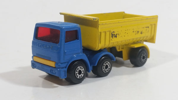 Vintage 1980 Lesney No. 30 Articulated Semi Truck Blue Tractor Yellow Trailer "International" Die Cast Toy Car Vehicle