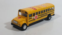 Free Wheel Canada Yellow School Bus Pullback Friction Motorized Die Cast Toy Car Vehicle with Fold Out Stop Sign