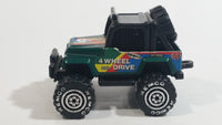 1987 Remco 4 Wheel Drive 4x4 Jeep STP Autolite Green and Black Die Cast Toy Car Off-Roading Vehicle