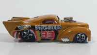 2004 Hot Wheels Smashville '41 Willys Smash Mouth Gold Die Cast Toy Hot Rod Car Vehicle