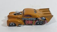 2004 Hot Wheels Smashville '41 Willys Smash Mouth Gold Die Cast Toy Hot Rod Car Vehicle