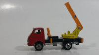 Rare Eidai Grip No. 40 Skymaster Utility Crane Truck Red Yellow, Black, Orange 1/62 Scale Die Cast Toy Car Construction Equipment Machinery Vehicle with Driver Inside