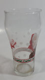 Enjoy Coca-Cola Santa Claus Holding a Bottle with Snowflakes and Holly Border Christmas Holiday Themed 6" Tall Glass Cup