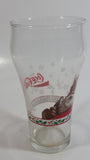 Enjoy Coca-Cola Santa Claus Holding a Bottle with Snowflakes and Holly Border Christmas Holiday Themed 6" Tall Glass Cup