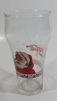 Enjoy Coca-Cola Santa Claus Holding a Bottle with Snowflakes and Holly Border Christmas Holiday Themed 6" Tall Glass Cup