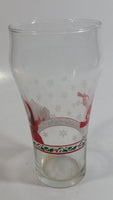 Enjoy Coca-Cola Santa Claus Holding a Bottle with Snowflakes and Holly Border Christmas Holiday Themed 6" Tall Glass Cup