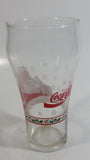 Enjoy Coca-Cola Santa Claus Holding a Bottle with Snowflakes and Holly Border Christmas Holiday Themed 6" Tall Glass Cup