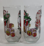 1980s McCrory Stores Inc Set of 2 Coca-Cola Santa Claus Fireplace with Stockings and Toys Christmas Holiday Themed 6" Tall Glass Cup