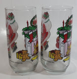 1980s McCrory Stores Inc Set of 2 Coca-Cola Santa Claus Fireplace with Stockings and Toys Christmas Holiday Themed 6" Tall Glass Cup