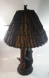 Cal Lighting Resin Bear and Bee 30" Tall Lamp Light with Branch Covered Shade