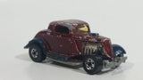 1989 Hot Wheels Park 'n Plates '34 Ford 3-Window Metalflake Blue Painted Maroon Die Cast Toy Car Hot Rod Vehicle