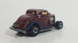 1989 Hot Wheels Park 'n Plates '34 Ford 3-Window Metalflake Blue Painted Maroon Die Cast Toy Car Hot Rod Vehicle