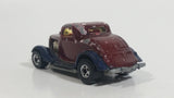 1989 Hot Wheels Park 'n Plates '34 Ford 3-Window Metalflake Blue Painted Maroon Die Cast Toy Car Hot Rod Vehicle