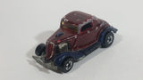 1989 Hot Wheels Park 'n Plates '34 Ford 3-Window Metalflake Blue Painted Maroon Die Cast Toy Car Hot Rod Vehicle