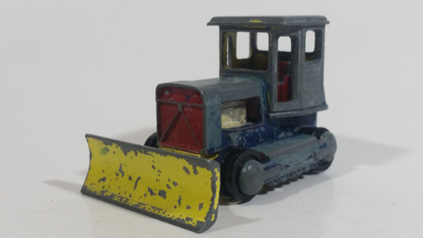 Vintage PlayArt Tractor Bulldozer Yellow Red Blue Bar Metal Die Cast Toy Car Construction Vehicle Made in Hong Kong