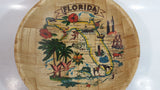 Vintage Florida State Woven Wood Wooden Bowl Souvenir Travel Collectible