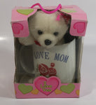 White Teddy Bear Plush and "I Love Mom" Ceramic Coffee Mug in Pink Box