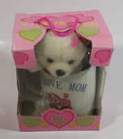 White Teddy Bear Plush and "I Love Mom" Ceramic Coffee Mug in Pink Box