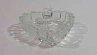 Leaf Shaped Clear Glass Ash Tray Smoking Collectible